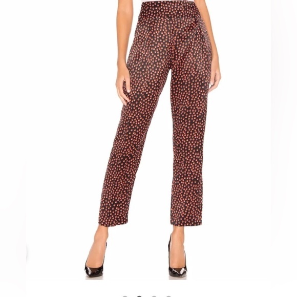 L’agence Adrienne Silk Pants Size Relaxed Fit Black Red Polka Dots $365 - Picture 1 of 12